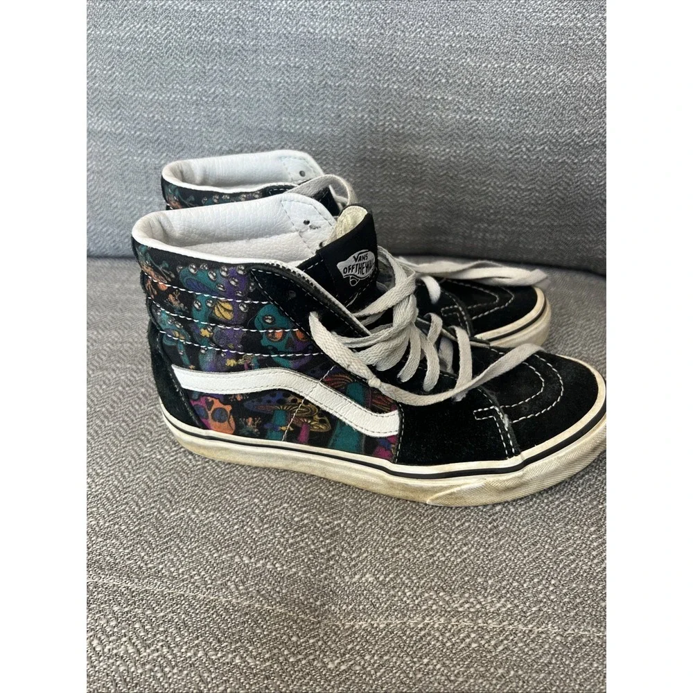 Vans Sk8-Hi Canvas Trippy Drip Skull Mushroom High Top Shoes Men 4.0 Women 5.5